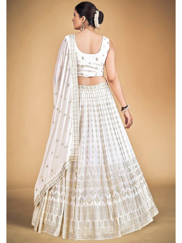 Myra White Georgette Real Georgette Lehenga Choli on Sale