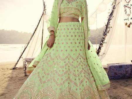 Myra Parrot Embroidered Organza bridal Lehenga Supply