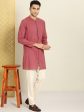 House of Pataudi Men Pure Cotton Solid Straight Mandarin Collar Rozana Kurta For Discount