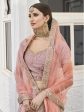 Myra Rose Pink Heavy Embroidered Silk Bridal Lehenga For Cheap