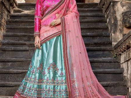 Myra Skyblue Embroidered Lehenga For Discount