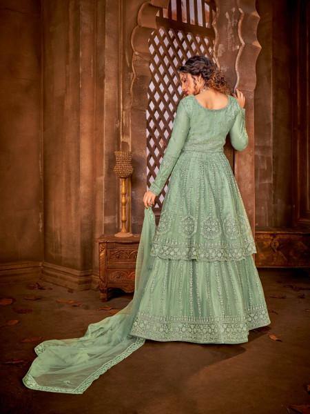 Myra Sea Green Heavy Embroidered Gharara Suit Online now