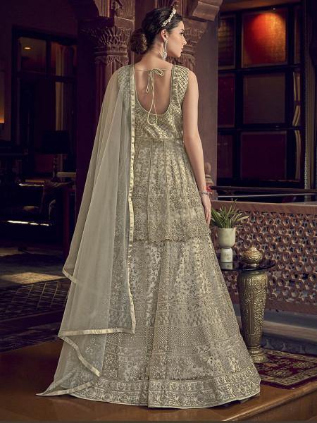 Myra Off White Embroidered Butterfly Net Anarkali Suit Sale