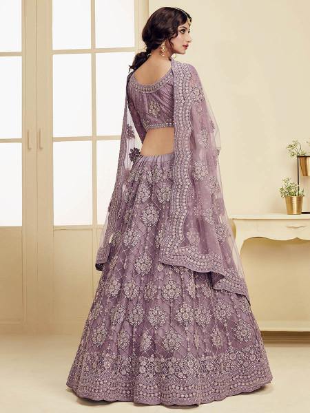 Myra Violet Heavy Embroidered Net bridal Lehenga Discount