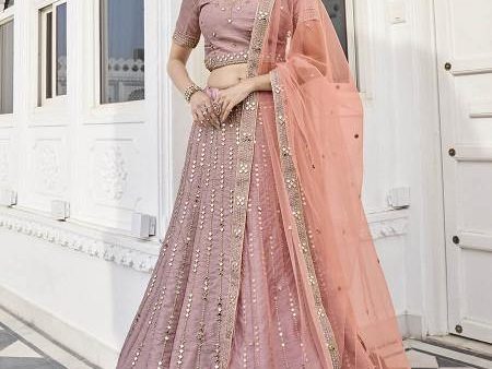 Myra Rose Pink Heavy Embroidered Silk Bridal Lehenga For Cheap