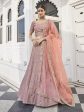 Myra Rose Pink Heavy Embroidered Silk Bridal Lehenga For Cheap