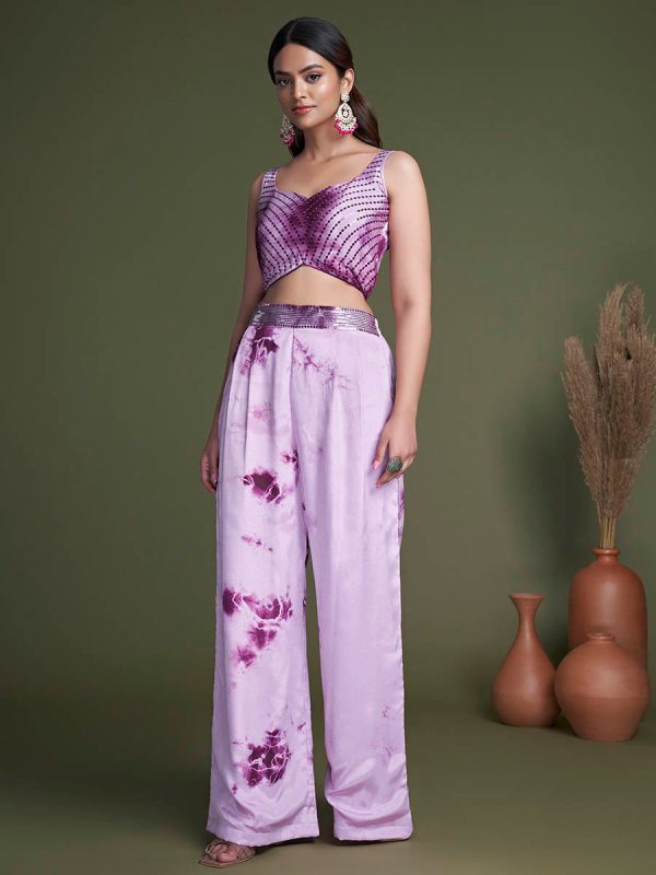 Myra Purple Koti Style Silk and Georgette Embroidered Palazo Suit Cheap