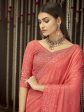 Myra Peach Organza Heavy Embroidered Saree Online