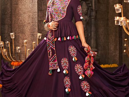 Myra Purple Viscose Rayon Embroidered Designer Navratri Special Lehenga Online Sale