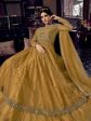 Myra Mustard Yellow Embroidered Butterfly Net Anarkali Suit For Sale