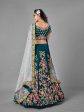 Myra Rama Green Heavy Embroidered Satin Velvet Bridal Lehenga Cheap