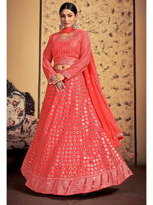 Myra Neon Art Silk Heavy Embroidered Designer Lehenga Discount