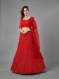 Myra Red Heavy Embroidered Art Silk bridal Lehenga Online now