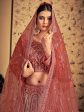 Myra Pink Taupe Soft Net Heavy Embroidered Designer Lehenga For Cheap