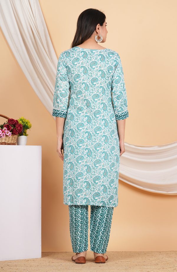 House of RP Women Green Rayon Ethnic Print Kurta & Pant Set Discount