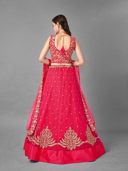 Myra Red Heavy Embroidered Soft Net Bridal Lehenga Online Hot Sale