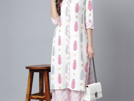 Khushal K Women Cream-Coloured Printed Kurta with Palazzos Online now