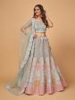 Myra Sky Blue Soft Net Heavy Embroidered Designer Lehenga Online Hot Sale