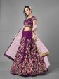 Myra Purple Heavy Embroidered Satin Velvet Bridal Lehenga Supply