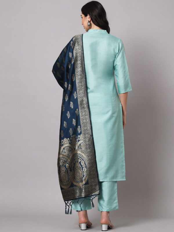 Kalini Cotton Silk Blend Kurta with Trousers & Banarasi Silk Dupatta Online