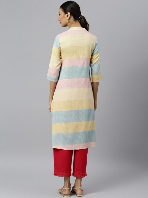 Khushal K Women Colourblocked Cotton Kurta Discount