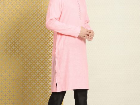 House of Pataudi Men Solid Thread Work Jashn Kurta Cheap