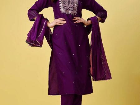 Kalini Embroidered Regular Kurta With Trousers & Dupatta Discount