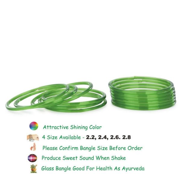 Afast Shining Green Glass Wedding, Party, Daily Use Bangle Set, Set Of 12 Online Hot Sale