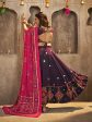 Myra Purple Viscose Rayon and Cotton Embroidered with Print Designer Lehenga Cheap