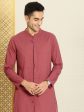 House of Pataudi Men Pure Cotton Solid Straight Mandarin Collar Rozana Kurta For Discount