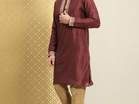 House of Pataudi Ethnic Motifs Embroidered Cotton Jashn Kurta For Discount