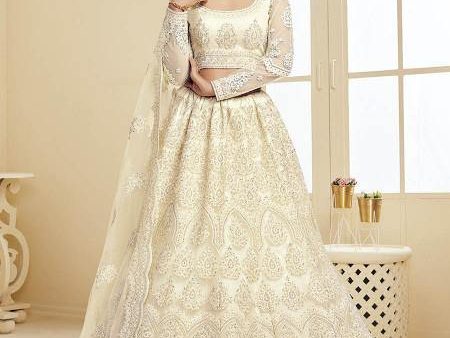 Myra Trendy Off White Heavy Embroidered Net Bridal Lehenga Online now