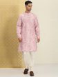 House of Pataudi Men Paisley Embroidered Sequinned Thread Work Jashn Kurta with Churidar Supply