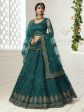 Myra Rama Green Heavy Embroidered Net Bridal Lehenga Online now