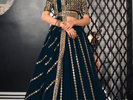 Myra Teal Blue Georgette Embroidered Designer Lehenga Online