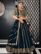 Myra Teal Blue Georgette Embroidered Designer Lehenga Online