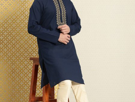 House of Pataudi Men Pure Cotton Yoke Design Jashn Kurta Sale