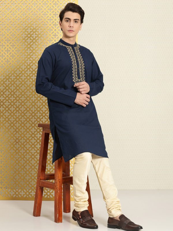 House of Pataudi Men Pure Cotton Yoke Design Jashn Kurta Sale