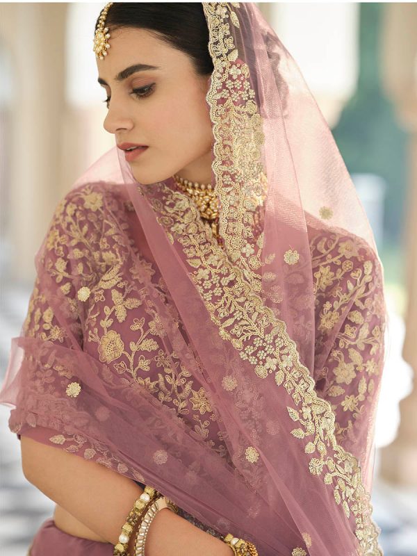 Myra Mauve Net Embroidered Lehenga Online Sale