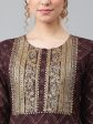 Khushal K Women Brown & Gold-Toned Ethnic Motifs Printed Straight Kurta on Sale