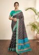 Navy Blue Bhagalpuri Silk Stripe printed with Stone Work & Hand Work Saree - Norita Nirvi Supply