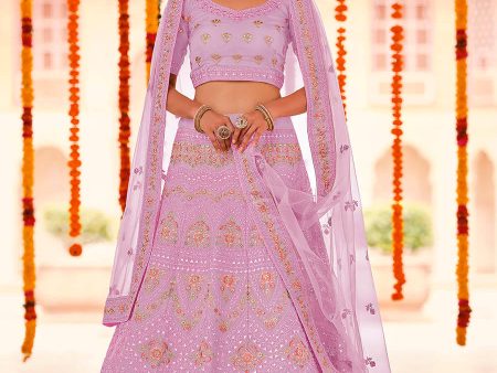 Myra Pink Organza Embroidered Designer Lehenga Online Hot Sale