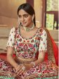 Myra Off White Heavy Embroidered Georgette Bridal Lehenga on Sale