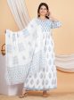 House of RP Women White & Blue Rayon Floral Print Kurta, Pant & Dupatta Set Online