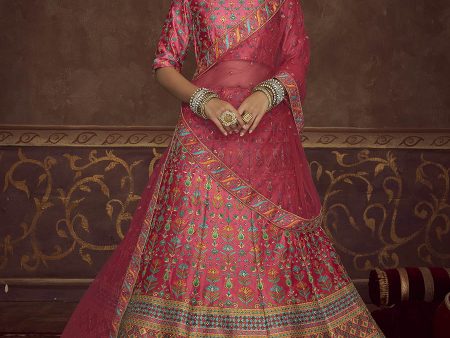 Myra Pink Art Silk Embroidered Designer Lehenga Online