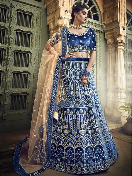 Myra Royal Blue Heavy Embroidered Lehenga Choli Cheap