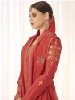 Myra Orange Georgette Embroidered Palazzo Suit Discount