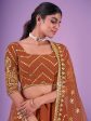 Myra Orange Georgette Embroidered Designer Lehenga Online Sale