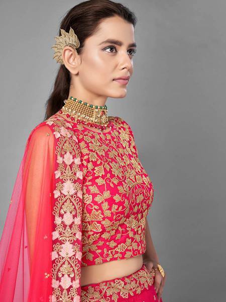 Myra Red Heavy Embroidered Soft Net bridal Lehenga Online Hot Sale