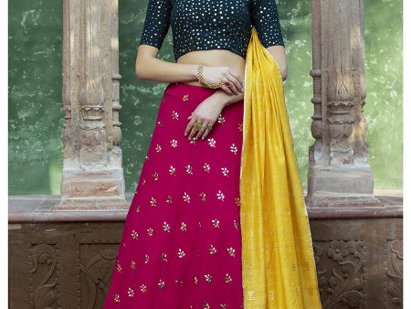 Myra Rani & Dark Green Georgette Embroidered Designer Lehenga Hot on Sale